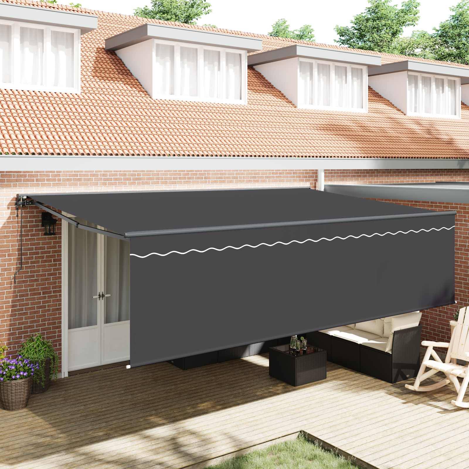 vidaXL Utfällbar markis Antracit 500 × 300 cm Polyester och aluminium