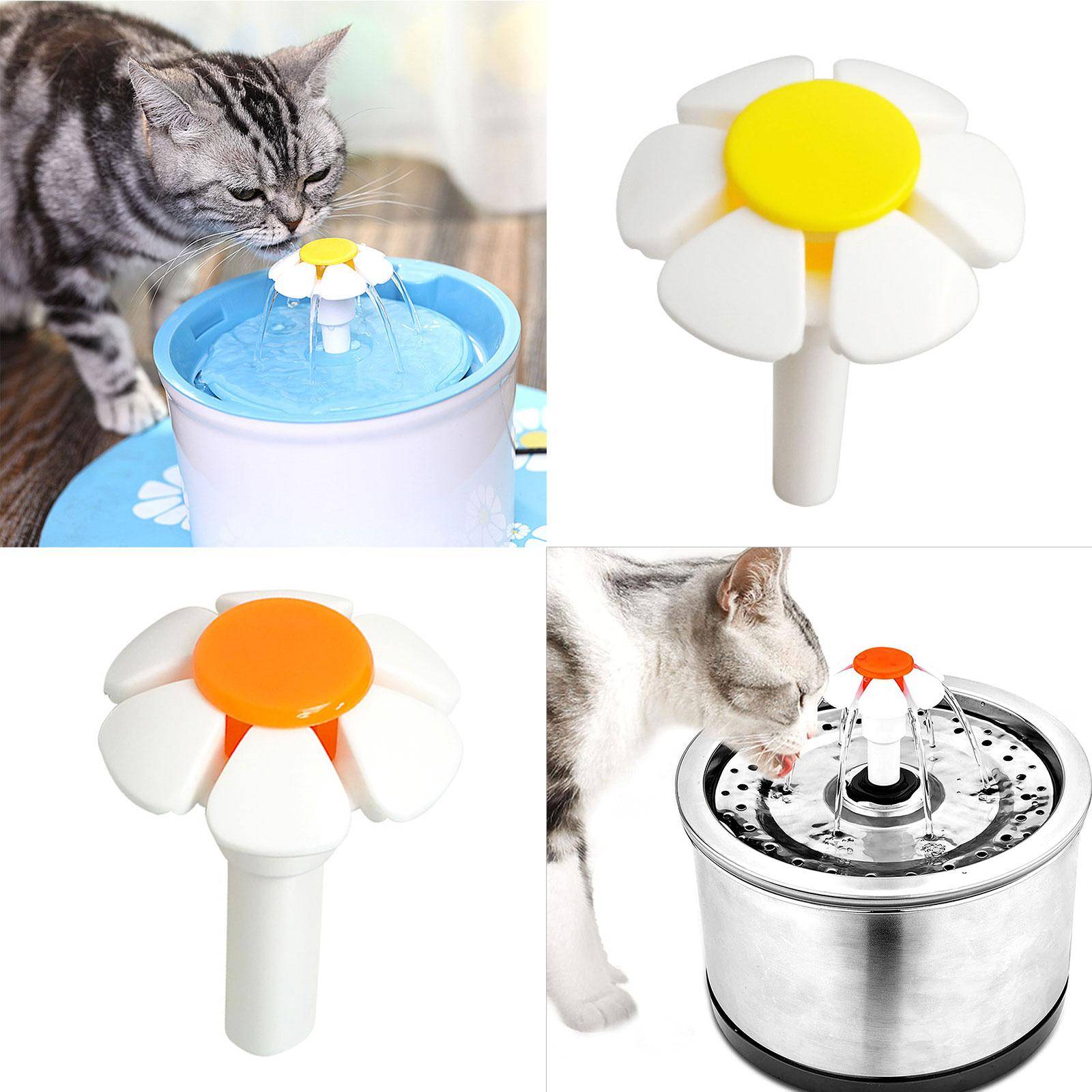 för Kattfontän Ersättningsblomma Munstycke för Huvud för Hundar Rund Kubisk Rostfritt Stål Topp Vattendispenser Gul Oran