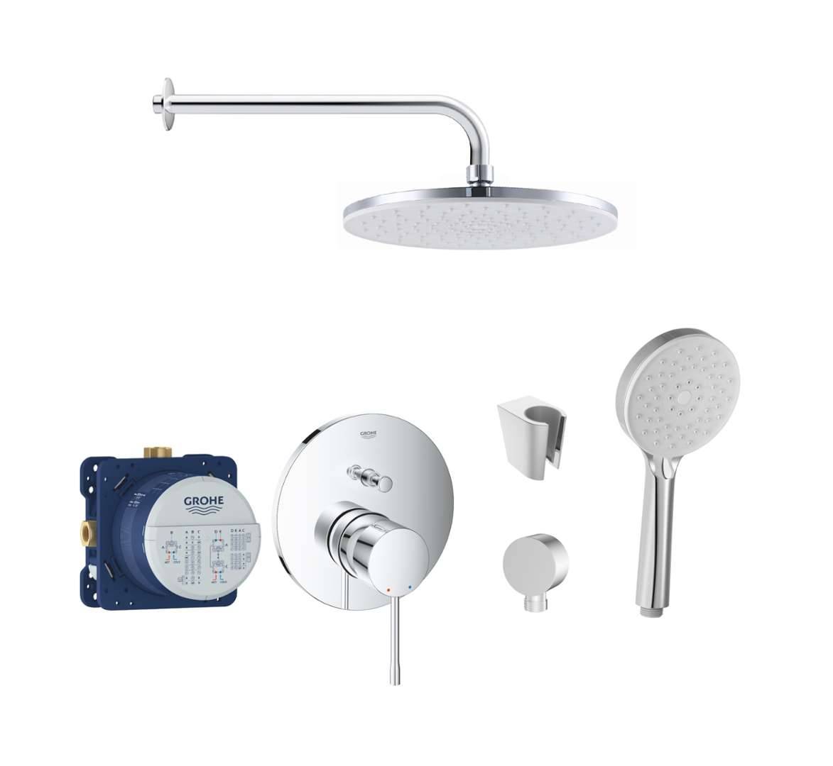SANITINO - Duschset med blandare och dold kropp Grohe, tillbehör kielle, krom SANI21GKK014