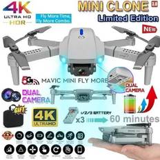 2023 Ny E88 RC Mini Drone 4K vidvinkel enkel/dubbel kamera Optisk flödespositionering WiFi FPV Helikopter Fällbar Selfie Quadcopter Leksakspresent single camera 1 battery svart
