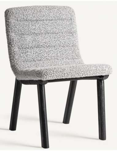 JACQUARD Spisebordsstol i mangotræ og bouclé H80 cm - Sort/Grå
