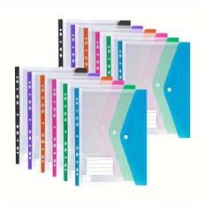 TEMU 12pcs Pvc Clear Plastic Folders For Binders, Snap , 11- Sheet Document Sleeves