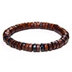 Buddhism tibetansk trä pärlor armband män brun kulram pärlor armband elastisk vintage smycken kvinnor, 2,17 cm