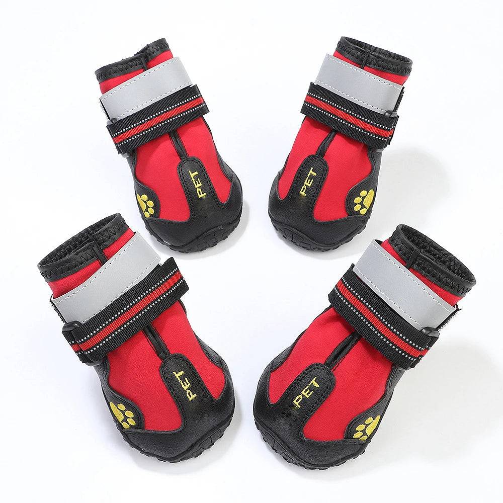 Reflective Waterproof Anti-Slip Dog Boots (Set of 4) - Red / no.2 (no.2)