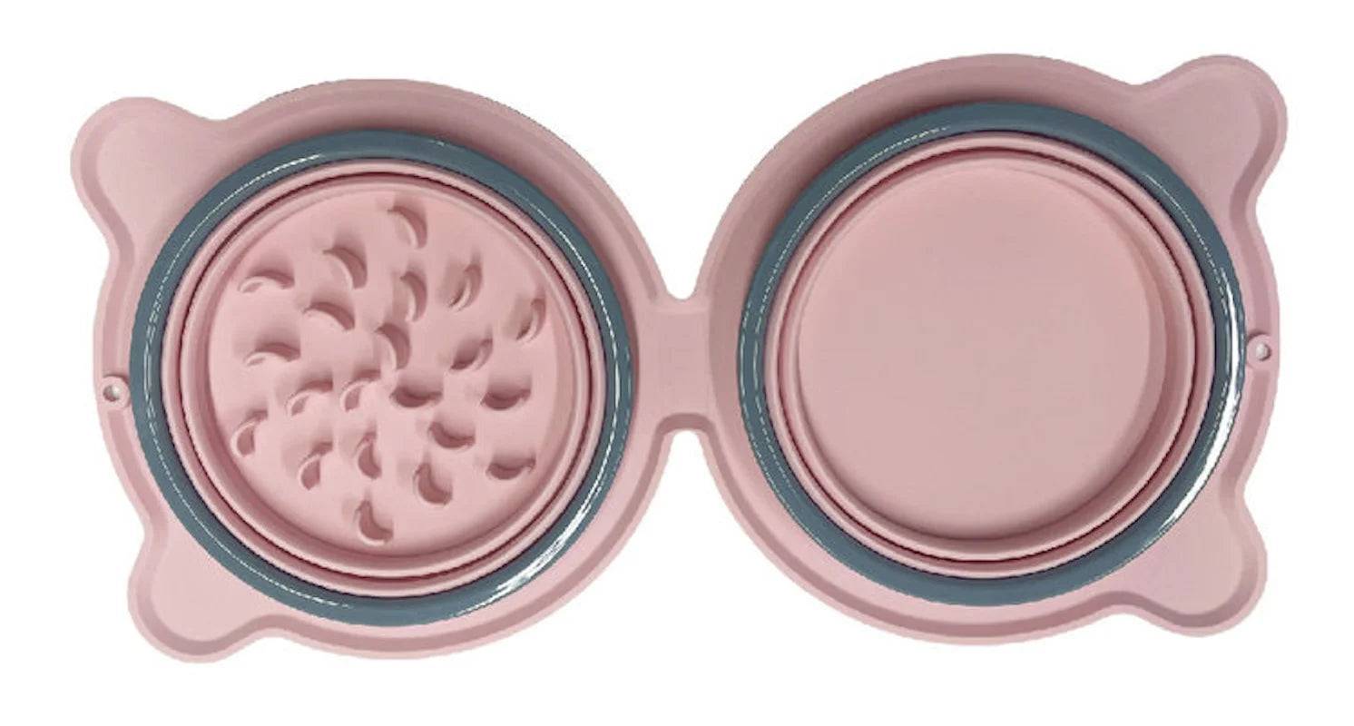 Foldable Silicone Travel Bowl for Dogs & Cats - Pink