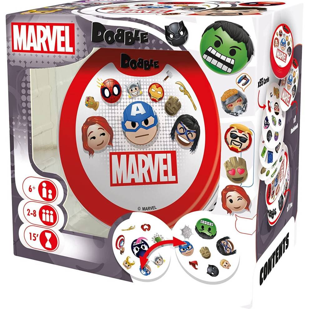 Dobble Marvel Emoji Kortspil: Hurtig Emoji-match til 2-8 spillere (fra 6 år)