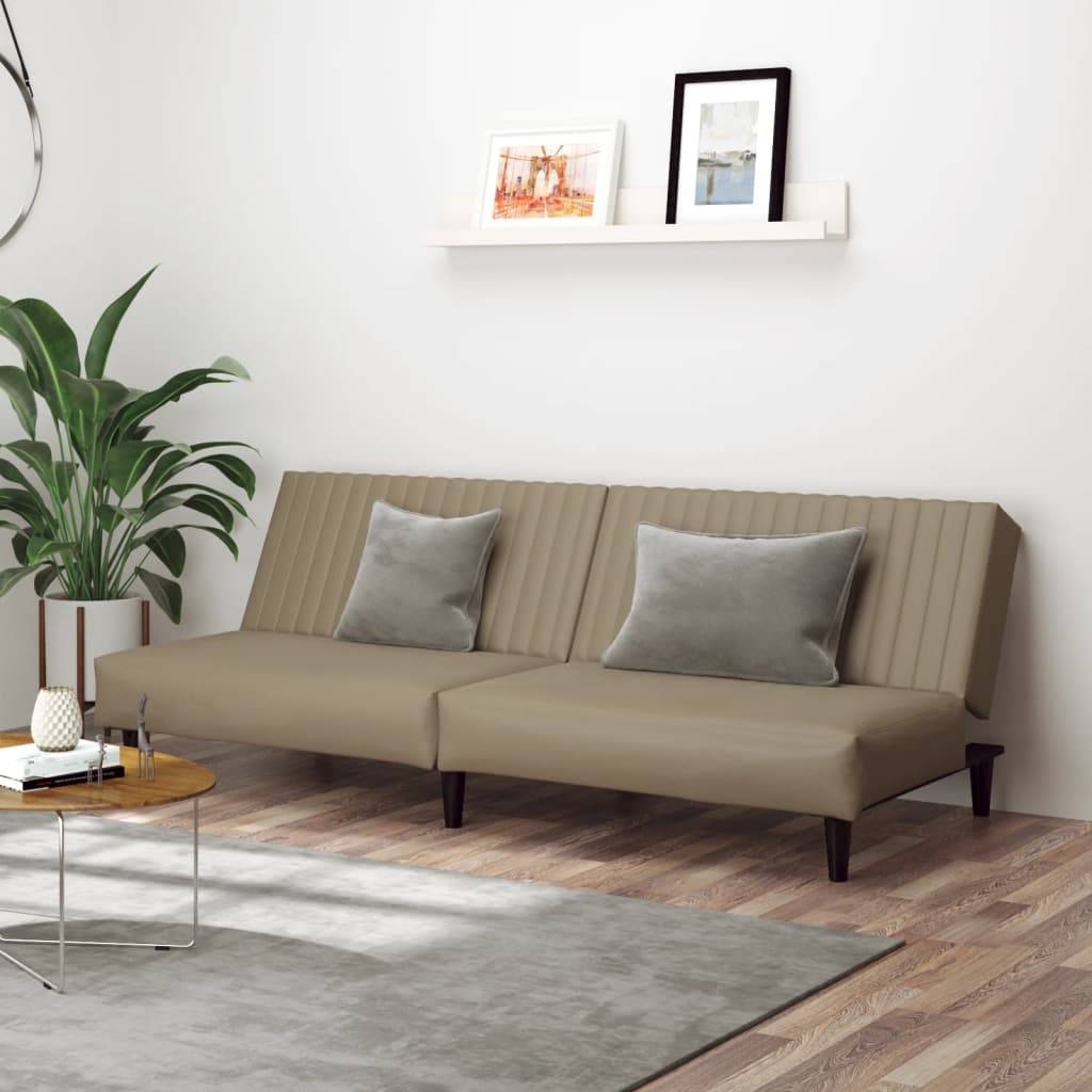 vidaXL Bäddsoffa 2-sits cappuccino konstläder