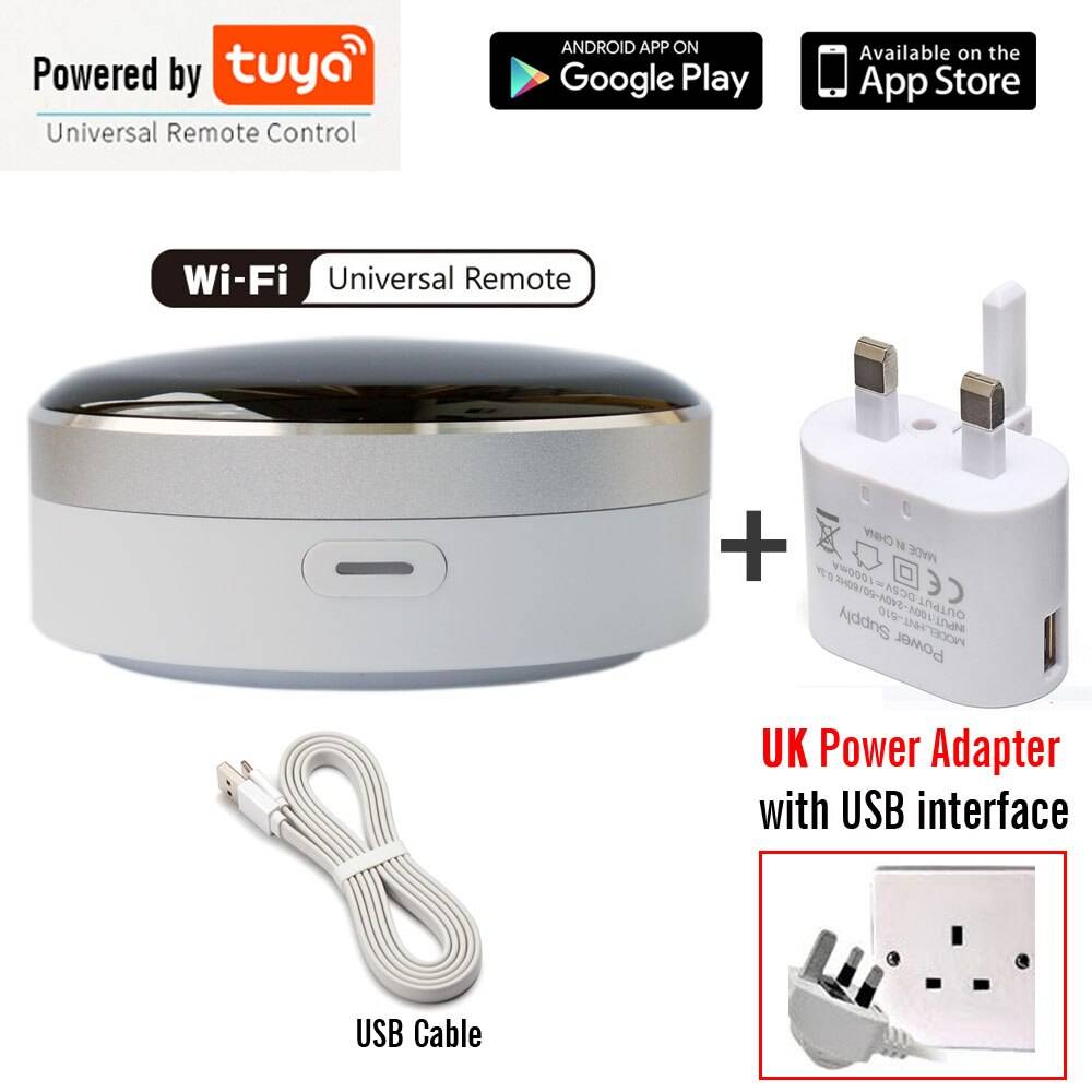 Smart life hemautomation universell fjärrkontroll wifi + ir-kontroll luftkonditionering tv-arbete med google assistent alexa siri - Plus uk-adapter