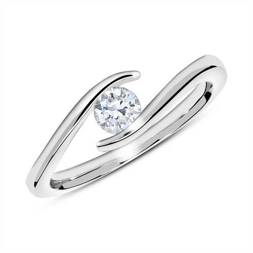 Forlovelsesring i 14 kt. Hvidguld med Diamant - 0,25 ct.