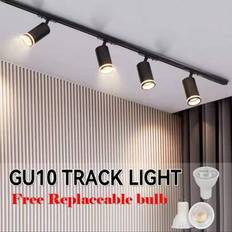 (Set) GU10 infällda skena, linjära spotlights för heminredning, roterbart lamphuvud, aluminiumlegeringshus, svart/vit 110-240V, kompatibel med skenor, (Multi-size)