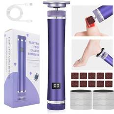 Foot callus Remover, Elektrisk fotfil Callus Remover Uppladdningsbart pedikyrverktyg Fotskrubb Fotvårdsverktyg för hälsprucken död hud - Blåröd (En-Storlek)