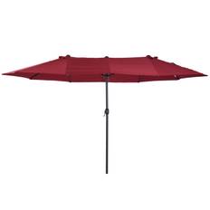 Dobbelt parasol med håndsving rød oval 460 x 270 x 240 cm