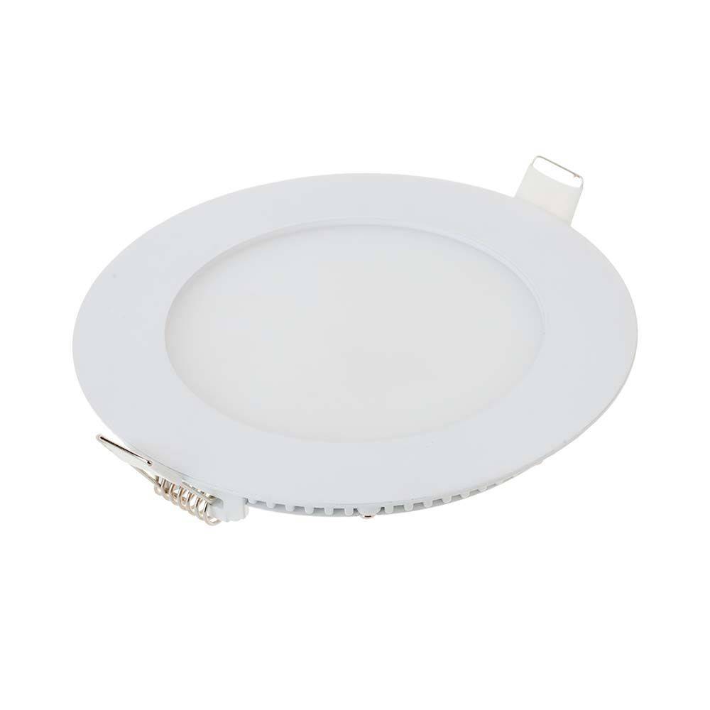 6W Ø12cm LED inbyggnadspanel - Hål: Ø11 cm, Mått: Ø12 cm, vit kant, inkl. ljuskälla - Kulör : Kall