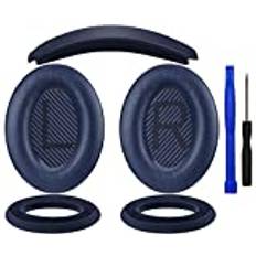 SOULWIT Öronkudde + huvudband + silikonskydd, ersättningssats för Bose QuietComfort 35 QC35, QC35 ii överhörningshörlurar - Blå