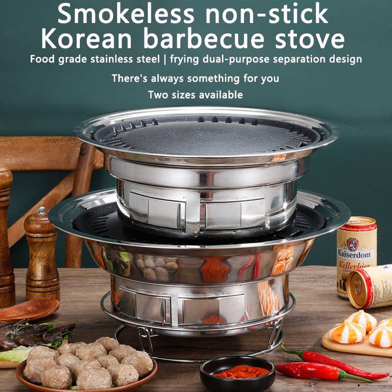 Japanese Korean Stainless Steel Hibachi BBQ Picnic Table Round Grill Outdoor & Indoor Barbecue Stove Cooker Portable