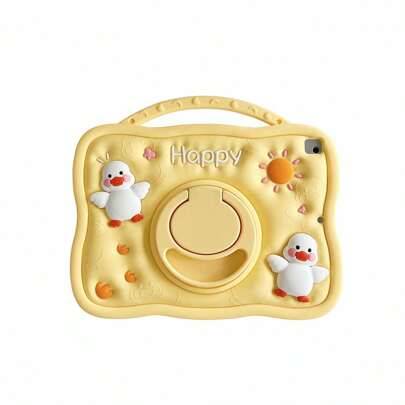 Silikonfodral för barnsurfplatta, silikonanka, 360 graders roterande, tecknad anka, formad som en stötsäker skyddsskal, födelsedagspresent, fest - Gul (Multi-size)
