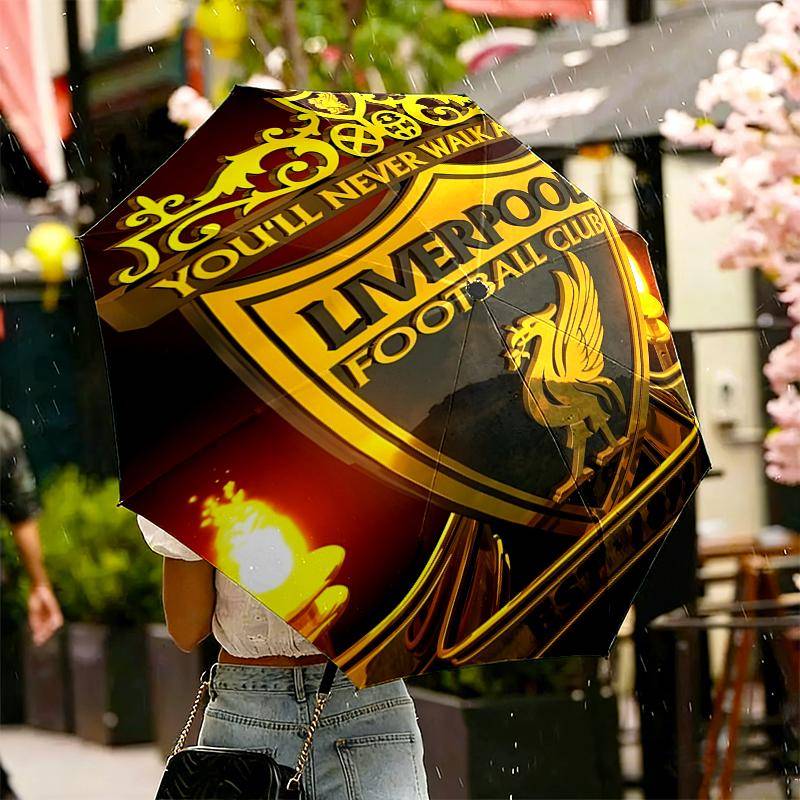 Liverpool F.C Tryckt Paraply Automatiskt Öppning/Stängning - Bärbar Vikbar Design - Daglig Användning för Resor/Utomhus - Gåva till Födelsedag cm