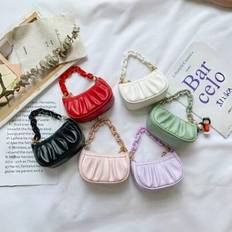 Molnformad rynkväska för barn, Crossbody-väska för flickor för festivalpresent, fashionabel Princess-axelväska för små flickor, myntväska - Vitt (En-Storlek)
