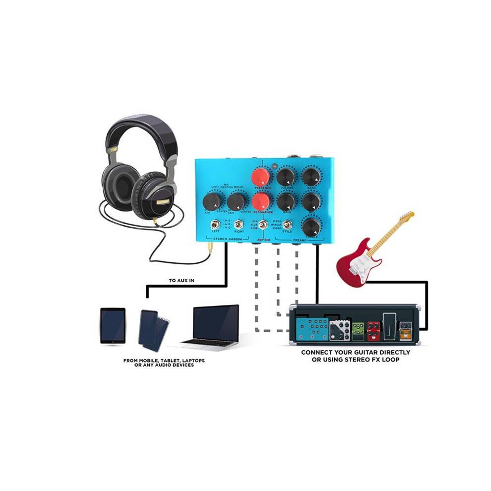 Audio Bright Flame Multi Guitar Amp Simulator Pedal Stereo Cabinet Sim Box Preamp DI Box Effect Pedal