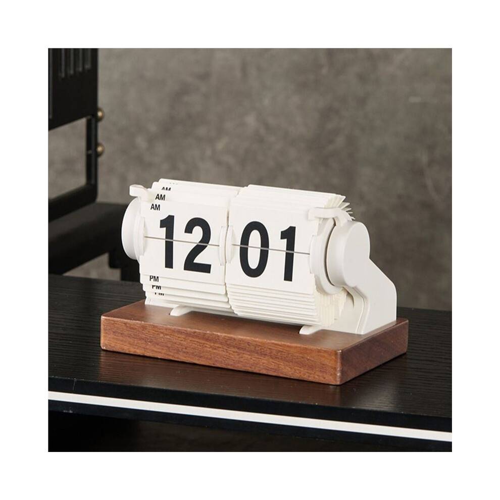 Vintage-Styled Mechanical Flip Clock Large Printed Numerals, Easy Reading, for Offices, with Base Black