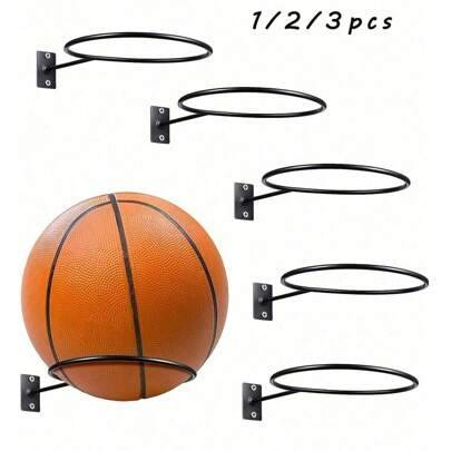 1/2/3/4/5 st väggmonterat bollförvaringsställ, universell bollhållare, bollställ i metall, svart bollställ, lämpligt för basket, fotboll, volleyboll o (4 st,2 st,1 st,3 st,5 st)