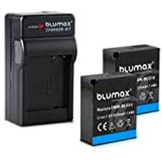 Blumax 2 x batteri 1025 mAh laddare nätdel ersätter Panasonic DMW-BLG10 e kompatibel med Panasonic Lumix DC-TZ95D DC-GX9 TZ202 TZ91 DMC TZ101 TZ81 GF6 GX7 GX80 LX100 G110