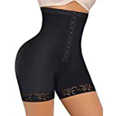 Feelingirl Shapewear-byxor Kort för Kvinnor Hög Midja Buken Kontroll med Krok Lår Bantrar Höfter Lifter Shaper Underkläder Svart S