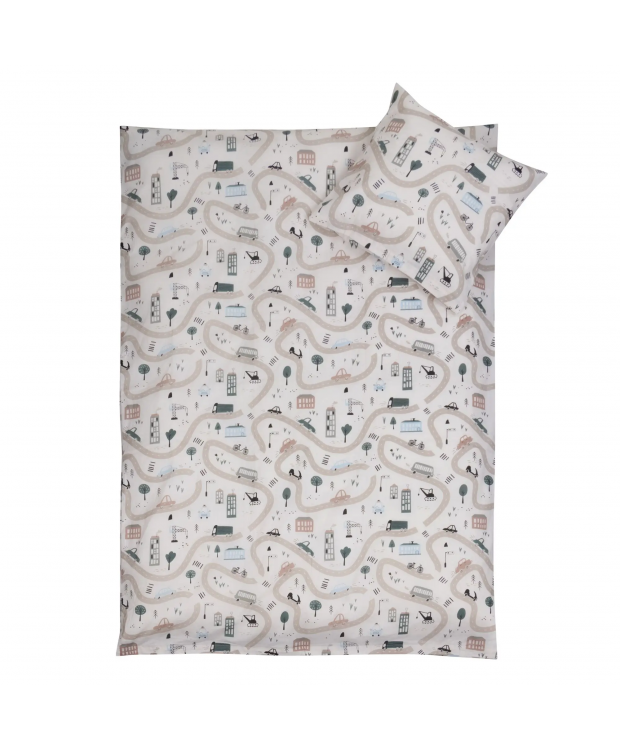 Sengetøj 70x100 cm - Baby sengesæt med biler - 100% bomulds sengelinned - Nordstrand Home