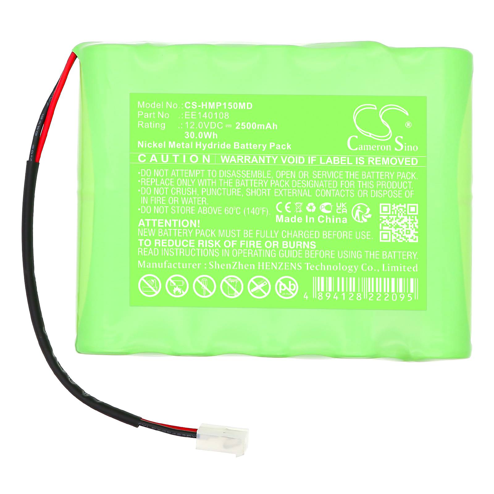 Batteri for HME Lifepulse Mon LP15, Lifepulse Mon LP20 BAT-00068 12 V 2500 mAh Ni-MH