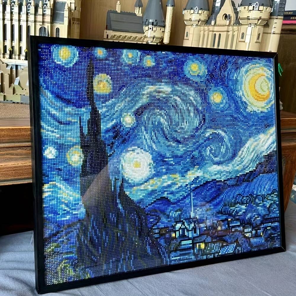 TEMU Van Gogh Starry Night Diamond Painting Kit, 5d Full Diamond Handicraft, 30.48x 40.64cm, Round , Pe Material, Home Decoration, , Adult Gift