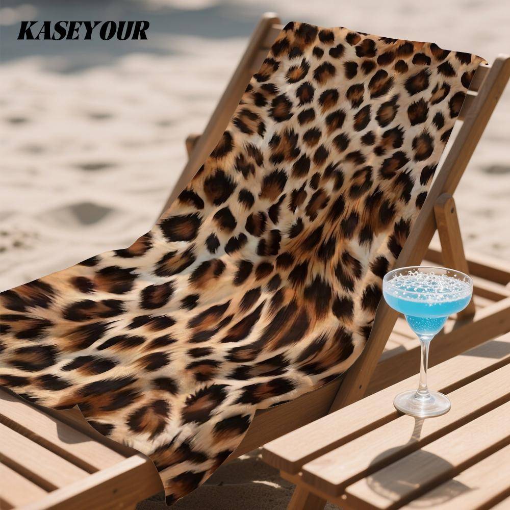 Leopard Luxe Kompakt Rese Strandhandduk Superabsorberande Sandavvisande, Mikrofiber för Simning Camping Yoga