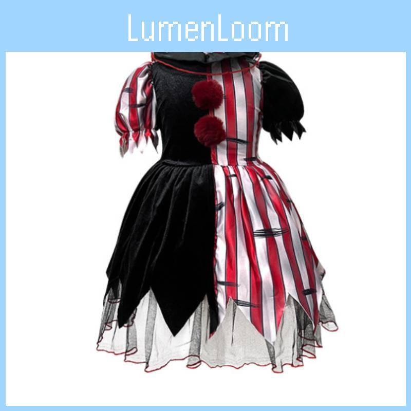 Polyester Halloween-dräkt För Flickor Med Clownmask Och Scenrekvisita För Barnens Halloweenfest 120cm black