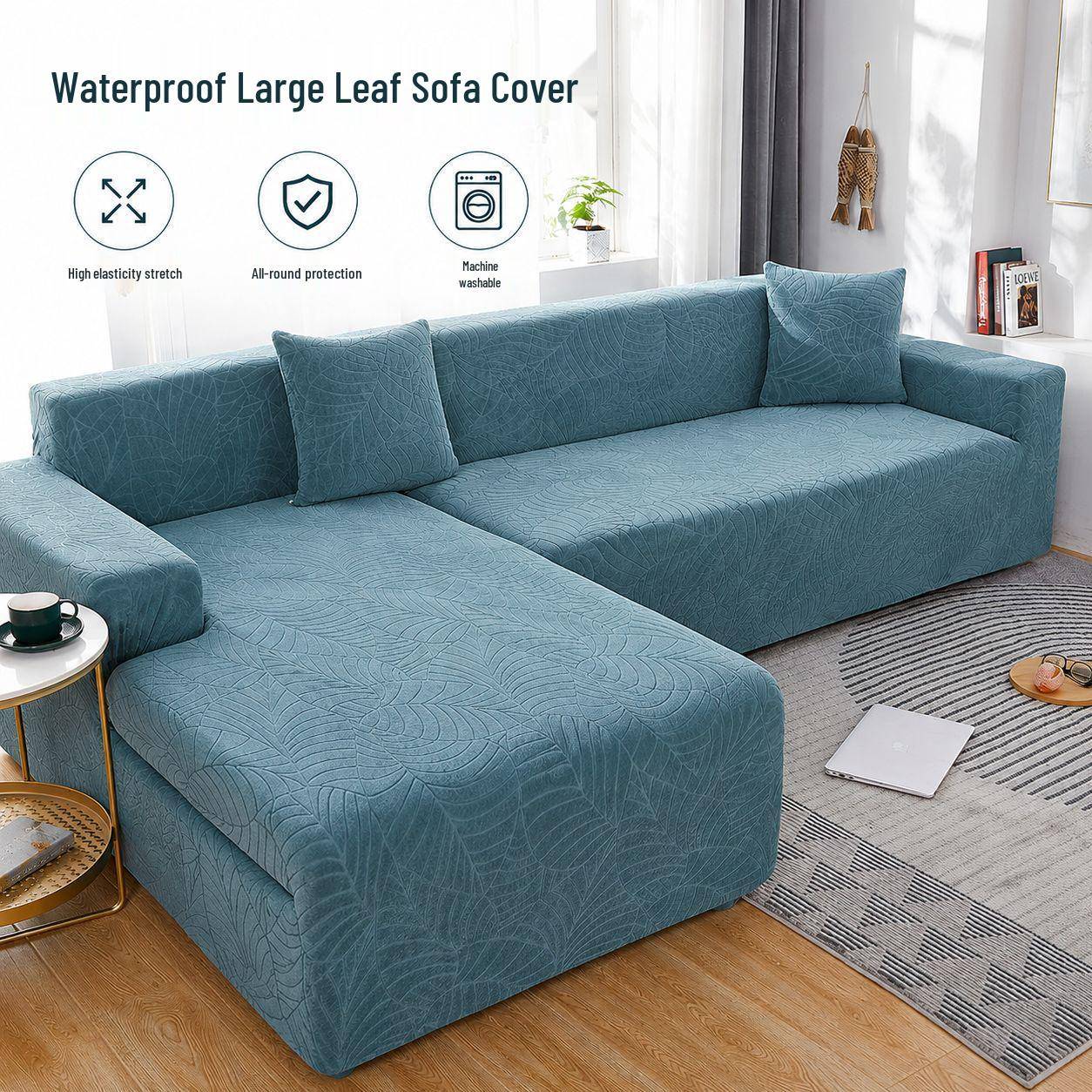 Universellt Halkfritt Vattentätt Jacquard-Sofföverdrag - Fullständigt Skydd för Alla Årstider gray