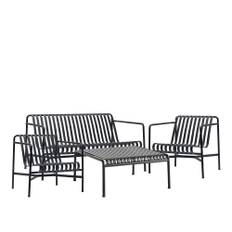 HAY - Palissade loungegrupp med loungesoffa, 2 loungestolar & lågt trädgårdsbord anthracite - Loungegrupper utomhus