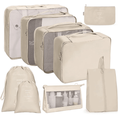 9pcs Travel Portable Luggage Packing Cubes College Dorm Essentials, Stuff Bag Storage Bag Clothes Storage Clothes Organizer Travel Bag Set Travel Orga - Beige