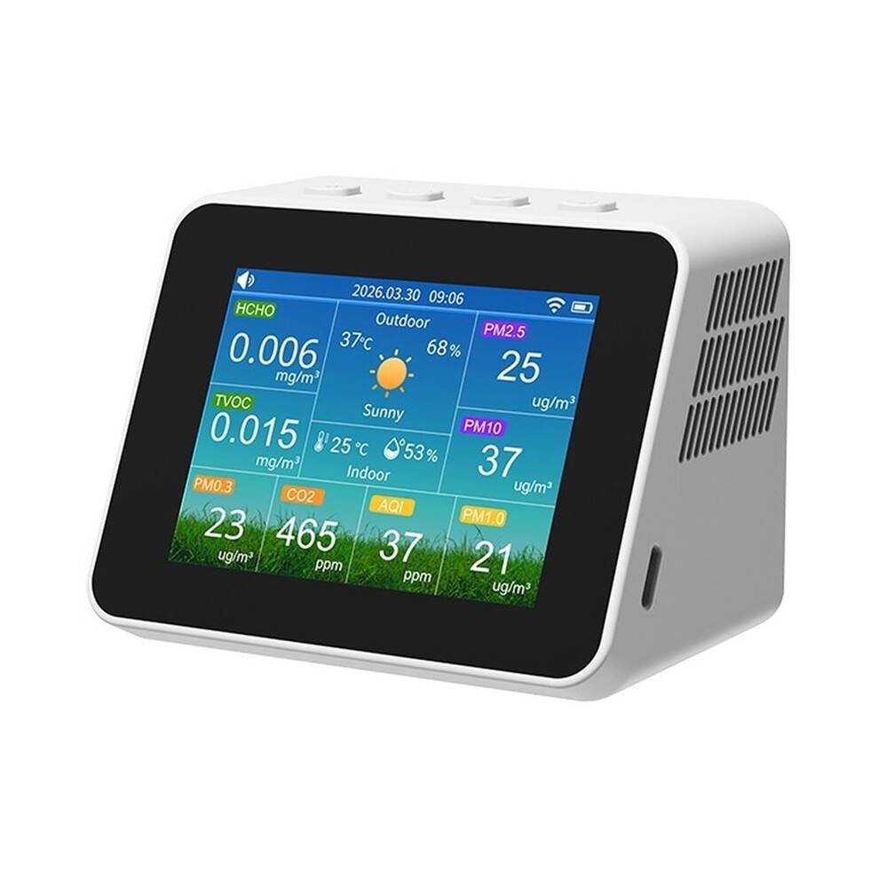 Tuya WiFi Weather Station Air Quality Monitor Hygrometer Thermometer Calandar 3 Days Weather Forecast White