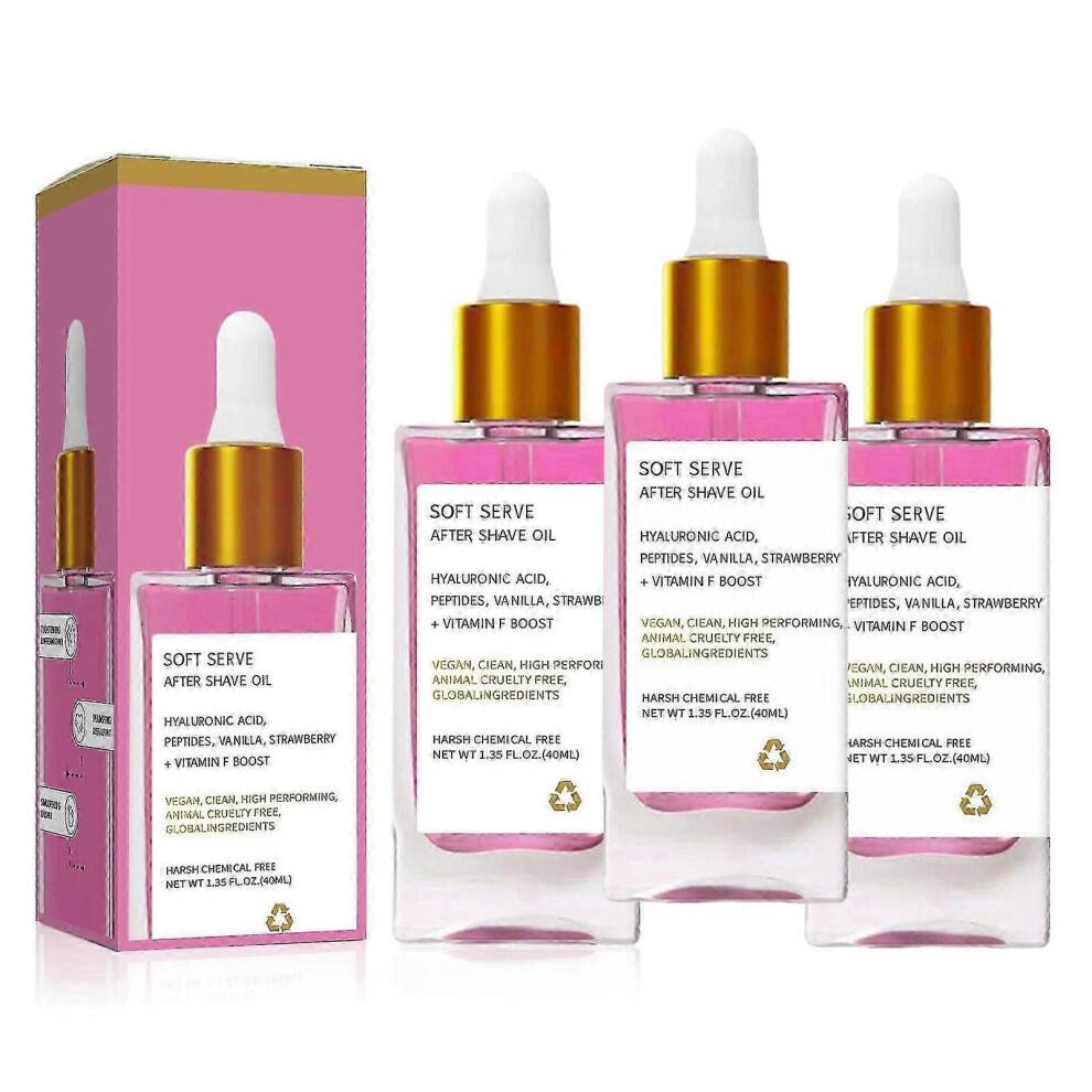 (3PCS) Strawberry Vanilla After Shave Oil for Smooth Skin, Soft Serve After Shave Oil, Deeply Hydrating, Prevent Ingrown Hairs & Dryness