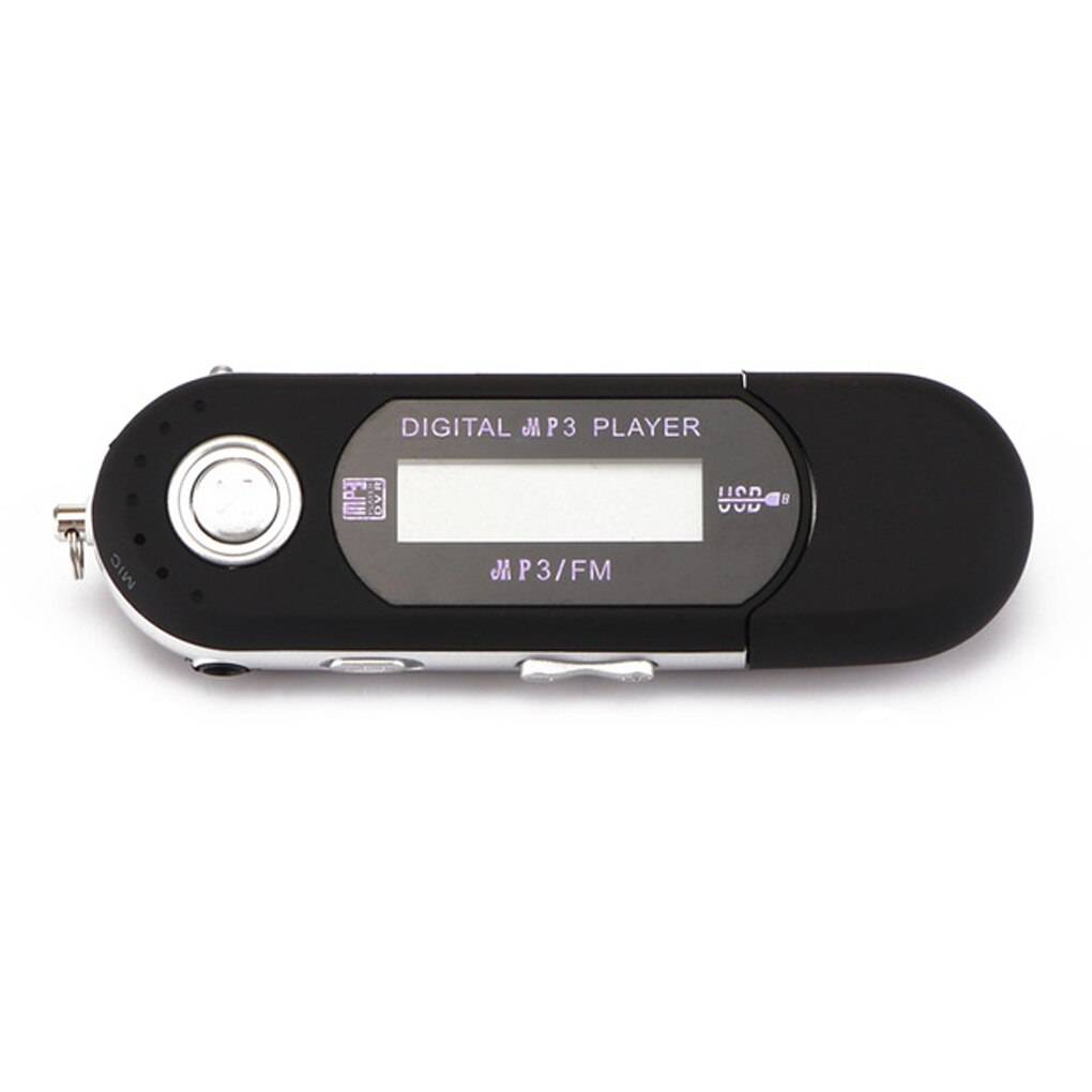 Bärbar mini usb blixt lcd digital mp3 spelare support blixt 32gb tf kortplats musikspelare fm-radio - Svart