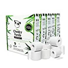 The Cheeky Panda Bambus Toilettenpapier 3-Lagig Großpackung | 48 Rollen x 200 Blatt (9 Rollen x 5) | Klopapier Plastikfrei Verpackt | Eco WC Papier