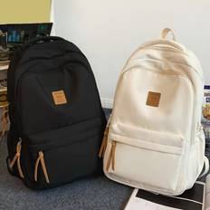 Canvas Men&#39;s Large Capacity School Backpack, Casual Travel Bag With 15.6 Inch Laptop Compartment Rucksack Summer College Bag Dad School Bag Freshman F - Black - one-size