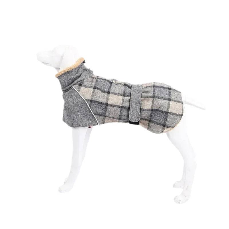 Plaid Fleece Winter Jacket for Medium & Large Dogs - Grey / XL / SPC (XL)