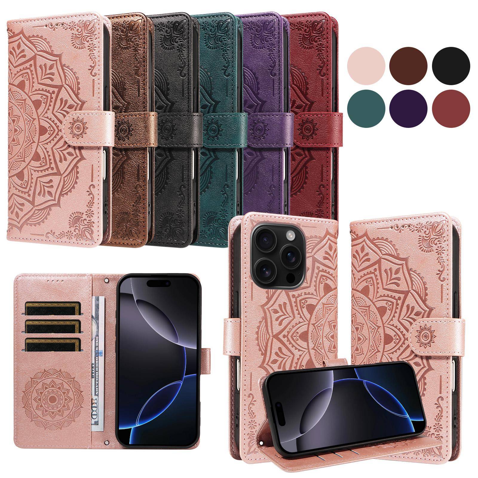 Flippfodral för Motorola Moto G67 G77 G57 Power G06 G56 G86 G15 G05 G75 G35 G55 G85 5G Läderfodral Mandala Präglad