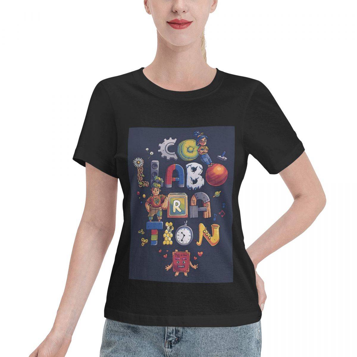 Samarbete Cody May It Takes Two T-shirt Dam Kortärmade T-shirts Rund Hals Kläder Bomull Sommar T-shirts Streetwear cm