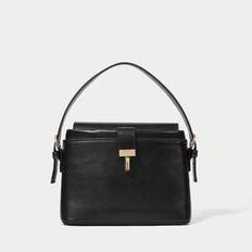 Kvinnor Top Handtag Väskor Retro PU Läder Höst Vinter Skola Resor Pendla Arbete Elegans Utsökt T-lås Hand-Bär eller Cross-body - Svart (En-Storlek)