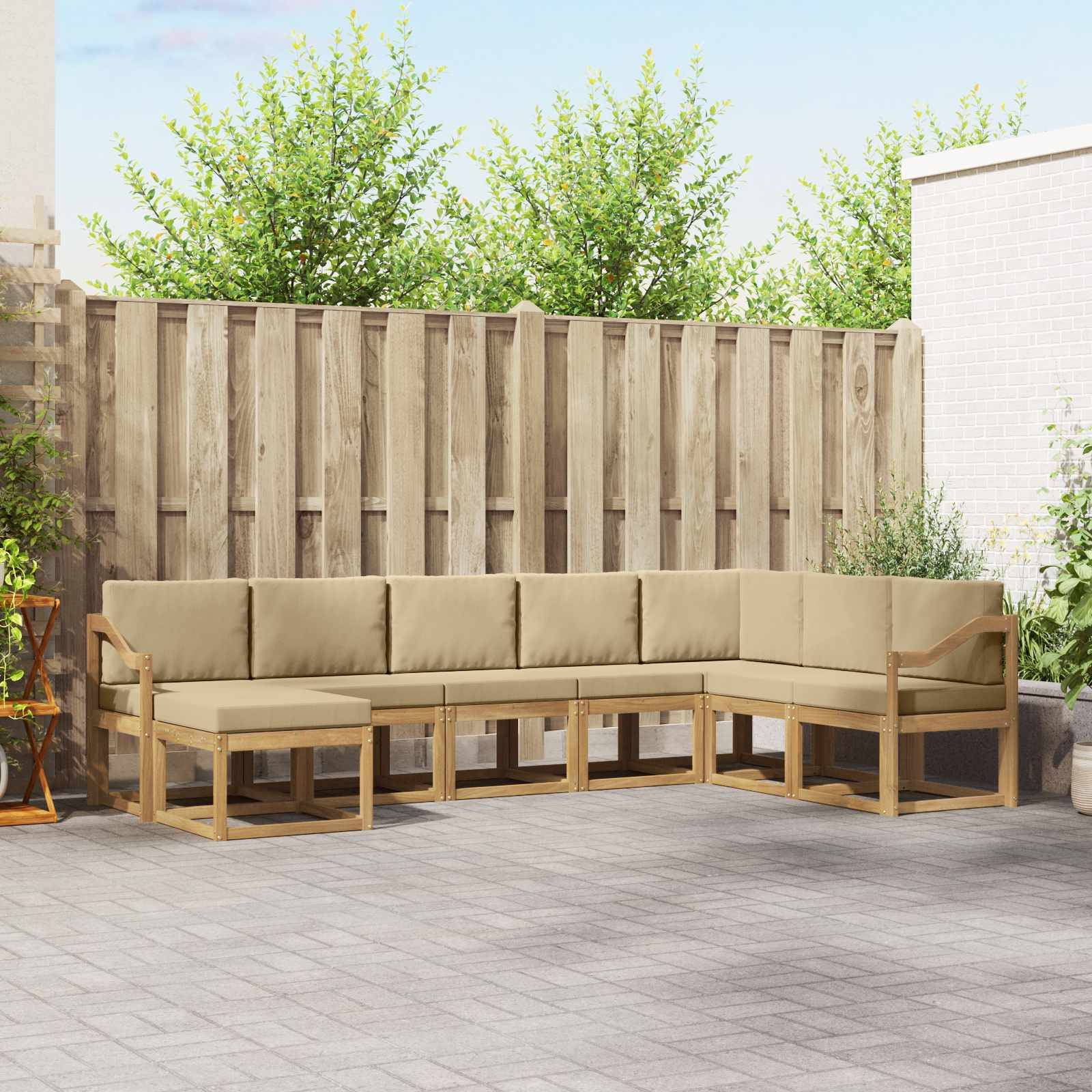 vidaXL Udendørs sofagruppe 8 stk. Hvid og Beige
