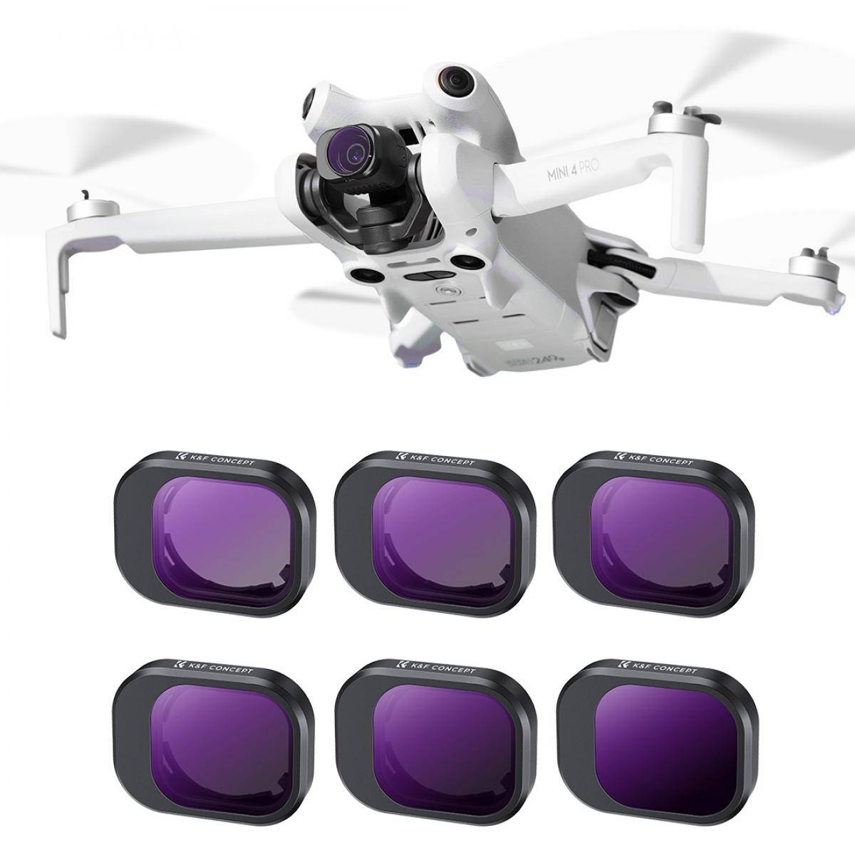 KENTFAITH DJI Mini 4 Pro ND Filter 6pcs Set (ND4 + ND8 + ND16 + ND32 + ND64 + ND1000) Multi-Coated Neutral Density Optical Glass Filters