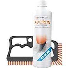 FUGINATOR® fogborste grå/orange inkl. fogrengöring 250 ml – fogrengöringsset – borste för fogrengöring i badrum, kök och hushåll