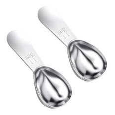 Nogeqi 2 stycken rostfritt stål doseringsskedar 15 ml, kaffesked portionerare, mätsked kaffedoseringssked med kort handtag, kaffemätsked hållbar för kaffe, löst te, socker (silver)