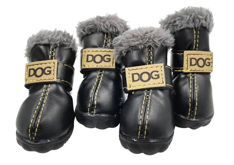 Waterproof Winter Dog Boots – Warm Anti-Slip Cotton Shoes for Small Dogs (Set of 4) - black / no.1 (no.1)