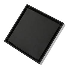 4 Inch Square Invisible Shower Drain Stainless Steel Anti Odor Bathroom Floor Drain 1.3mm Tileable svart